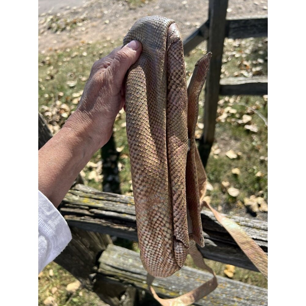 Vintage 80s Sharif Iridescent Python Leather Past… - image 8